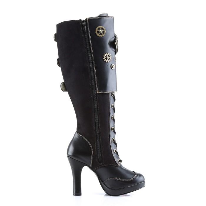 demonia デモニア ニーハイブーツ 厚底 レースアップ ロングブーツ 黒 Pleaser demonia デモニア ロングブーツ 厚底 ラバーソール 8 cm