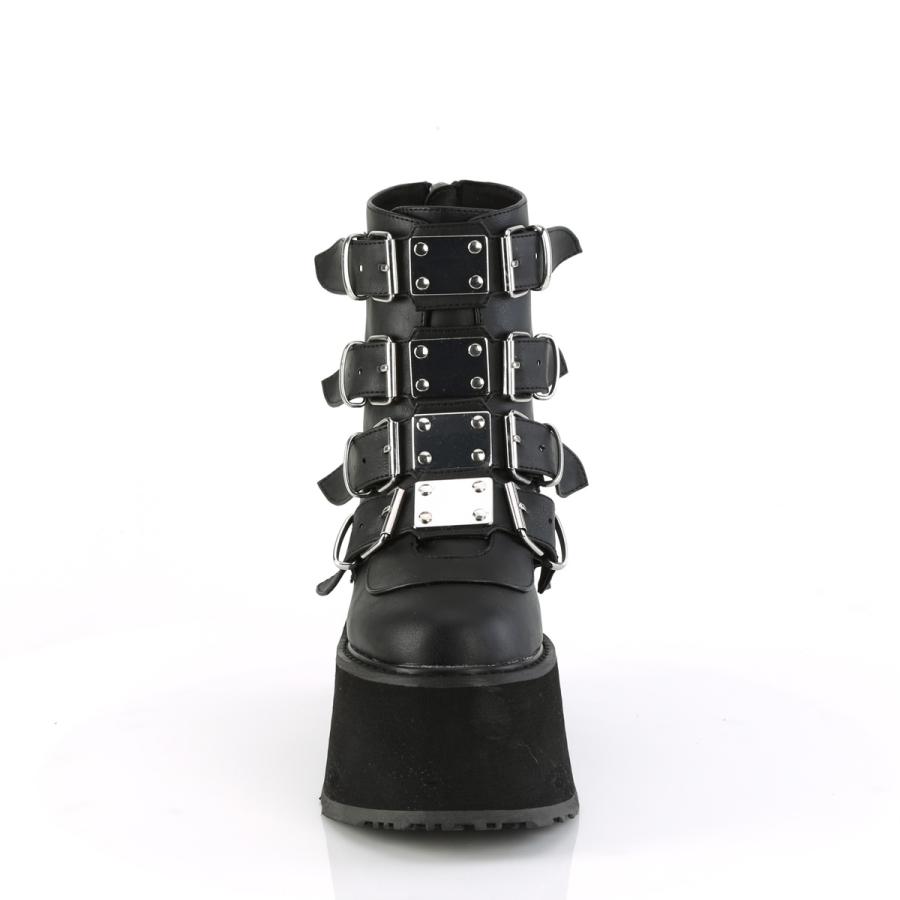 demonia デモニア 厚底 アンクルブーツ ショートブーツ 厚底 9cm ヒール 黒 ブラック つや消し ベルト シューズ 厚底靴 レディース メンズ DAMNED-105 取寄 | Pleaser | 01