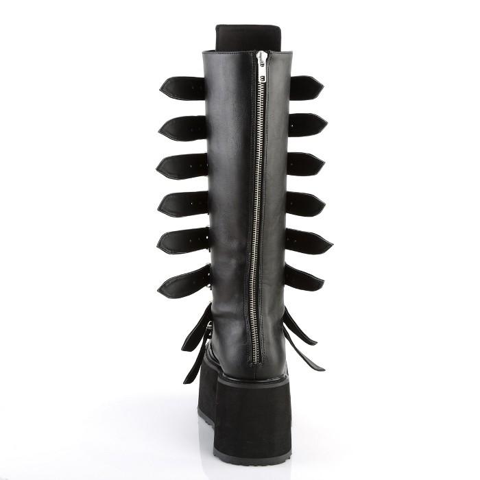 demonia デモニア ロングブーツ 厚底 9 cm ヒール 黒 ブラック 合皮 メタルプレート ベルト ジッパー 大きいサイズ レディース メンズ DAMNED-318 取寄 | Pleaser | 03