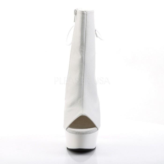 ショートブーツ ブーティ 厚底 Pleaser プリーザー 15 cm ヒール ブーツサンダル オープントゥ 白 ホワイト つや消し 合皮 ハイヒール レディース メンズ 取寄 | Pleaser | 01