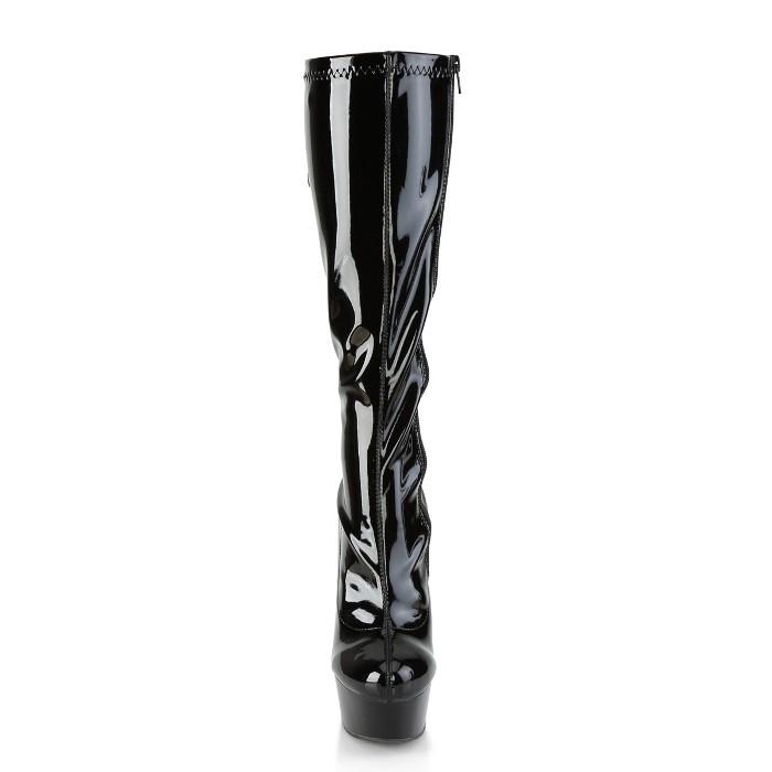 ロングブーツ 厚底 Pleaser プリーザー ブーツ 15 cm ヒール ハイヒール レースアップ 黒 ブラック エナメル ストレッチ 大きいサイズ レディース メンズ 取寄 | Pleaser | 01