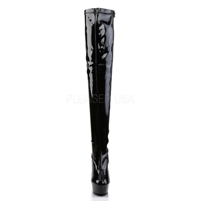 ニーハイブーツ サイハイブーツ 厚底 Pleaser プリーザー 15 cm ヒール サイドジッパー ハイヒール 黒 ブラック エナメル 大きいサイズ レディース メンズ 取寄 | Pleaser | 01