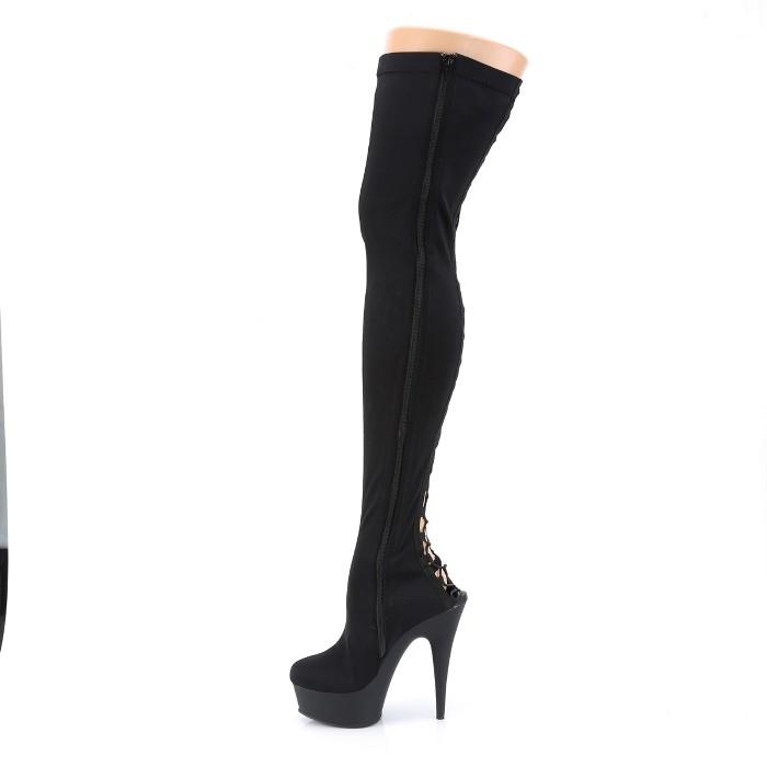 ニーハイブーツ サイハイブーツ 厚底 Pleaser プリーザー 15 cm ヒール ハイヒール 黒 ブラック ストレッチ 編み上げ 大きいサイズ 靴 レディース メンズ 取寄 | Pleaser | 02