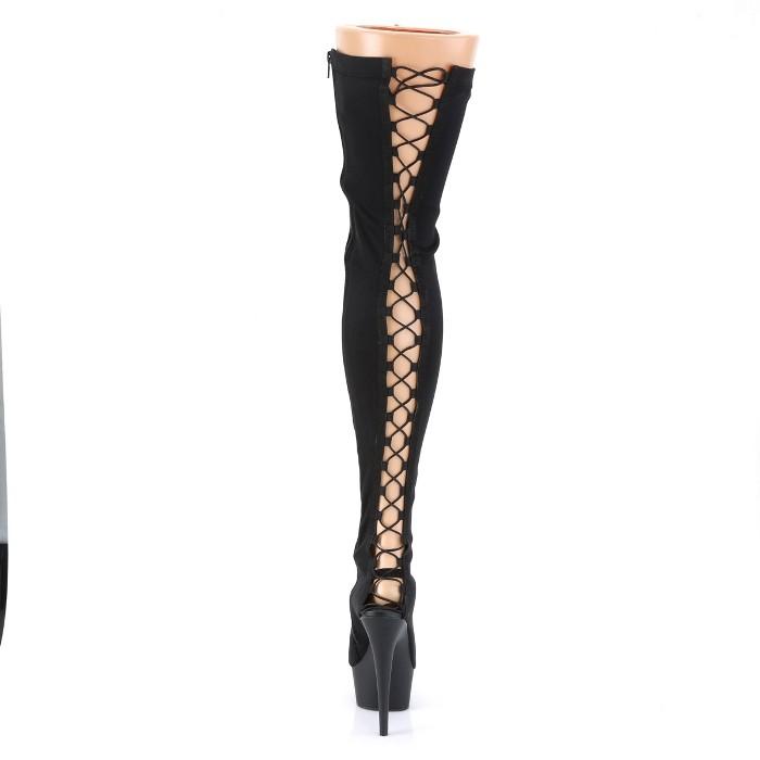 ニーハイブーツ サイハイブーツ 厚底 Pleaser プリーザー 15 cm ヒール ハイヒール 黒 ブラック ストレッチ 編み上げ 大きいサイズ 靴 レディース メンズ 取寄 | Pleaser | 03