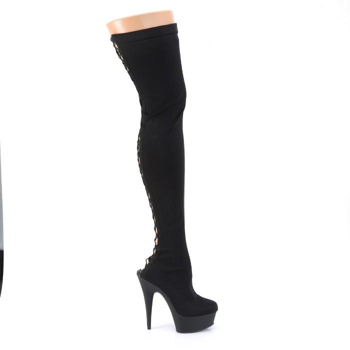 ニーハイブーツ サイハイブーツ 厚底 Pleaser プリーザー 15 cm ヒール ハイヒール 黒 ブラック ストレッチ 編み上げ 大きいサイズ 靴 レディース メンズ 取寄 | Pleaser | 04