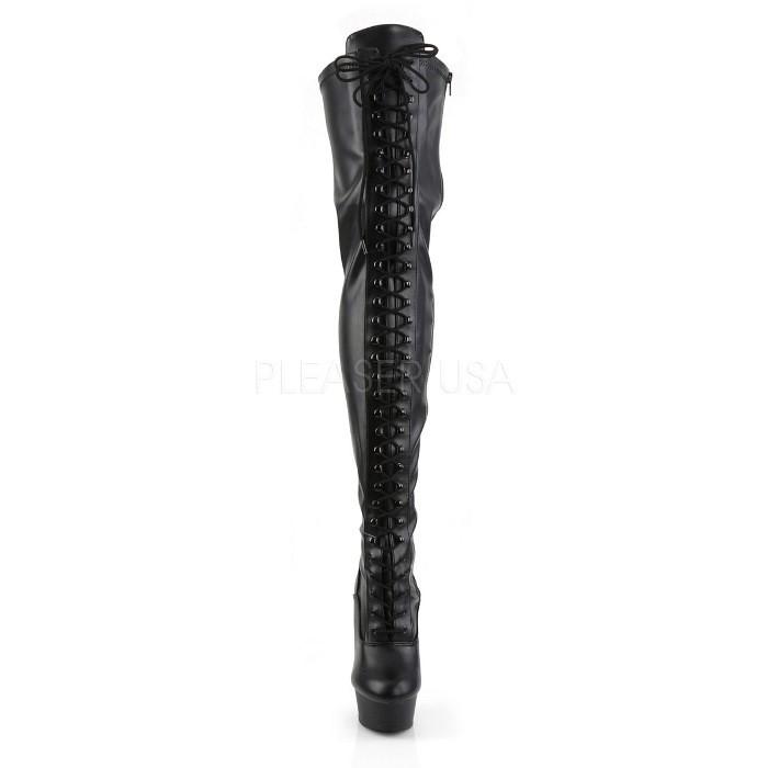 ニーハイブーツ サイハイブーツ 厚底 Pleaser プリーザー 15 cm ヒール オーバーニーブーツ ハイヒール 黒 ブラック 合皮 大きいサイズ レディース メンズ 取寄 | Pleaser | 01