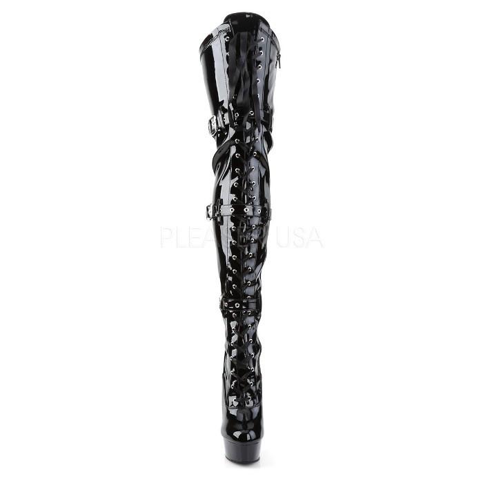 ニーハイブーツ サイハイブーツ 厚底 Pleaser プリーザー 15 cm ヒール レースアップ ハイヒール 黒 ブラック エナメル 大きいサイズ 靴 レディース メンズ 取寄｜dimples｜02