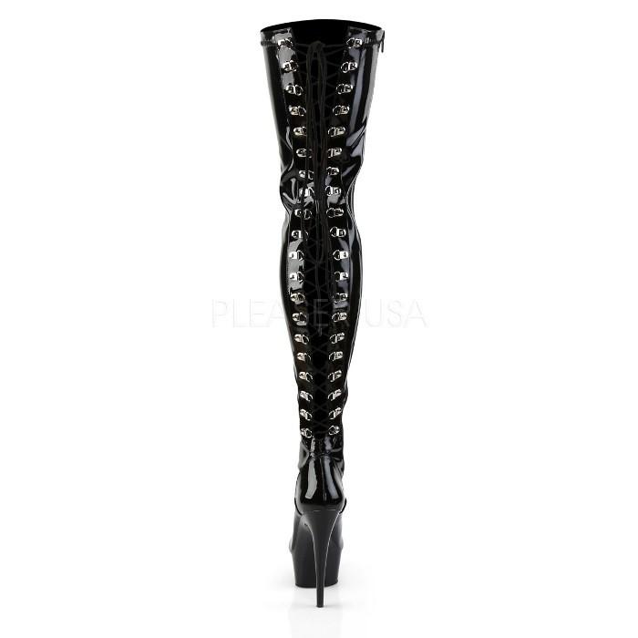ニーハイブーツ サイハイブーツ 厚底 Pleaser プリーザー 15 cm ヒール 編み上げ ハイヒール 黒 ブラック エナメル 大きいサイズ 靴 レディース メンズ 取寄 | Pleaser | 03
