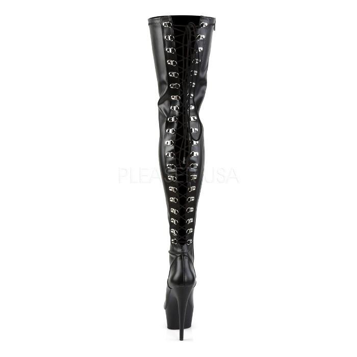 ニーハイブーツ サイハイブーツ 厚底 Pleaser プリーザー 15 cm ヒール 編み上げ ハイヒール 黒 ブラック つや消し 大きいサイズ 靴 レディース メンズ 取寄 | Pleaser | 03