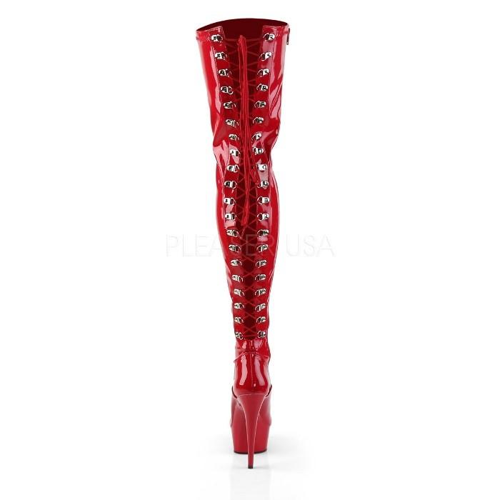 ニーハイブーツ サイハイブーツ 厚底 Pleaser プリーザー 15 cm ヒール サイドジッパー ハイヒール 赤 レッド エナメル 大きいサイズ レディース メンズ 取寄 | Pleaser | 03
