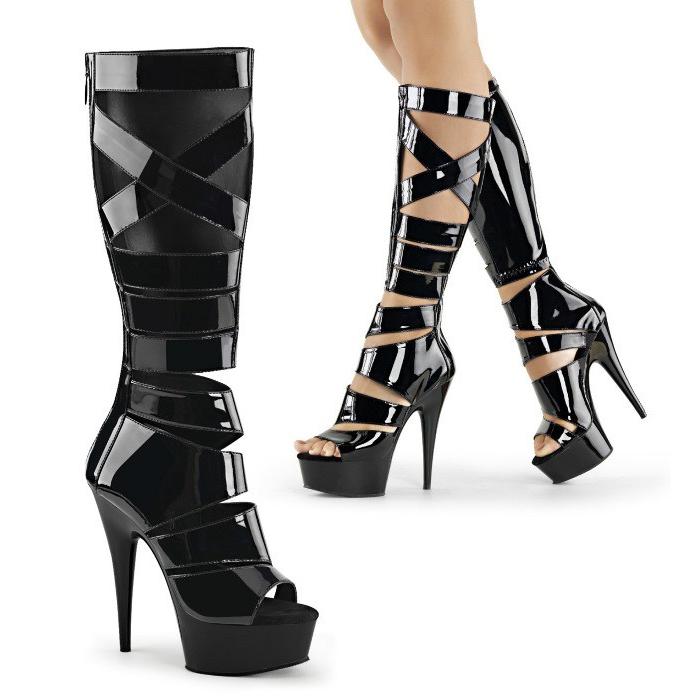 国内外の人気 ブーツサンダル プリーザー Pleaser 厚底 ロングブーツ 靴 黒 ハイヒール ヒール Cm 15 プリーザー 厚底 ロングブーツ 15 取寄 メンズ レディース 靴 大きいサイズ エナメル ブラック 黒 オープントゥ ハイヒール ヒール Cm ブーツ