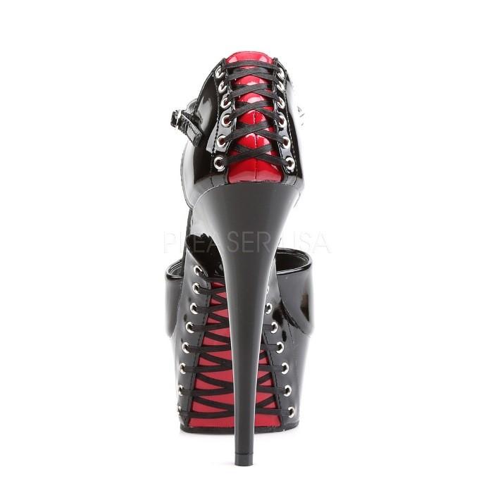 Pleaser プリーザー 厚底 サンダル 15 cm ヒール 黒 ブラック エナメル 赤 レッド レースアップ ストラップ ハイヒール キャバ ヒール 大きいサイズ 靴 取寄 | Pleaser | 03