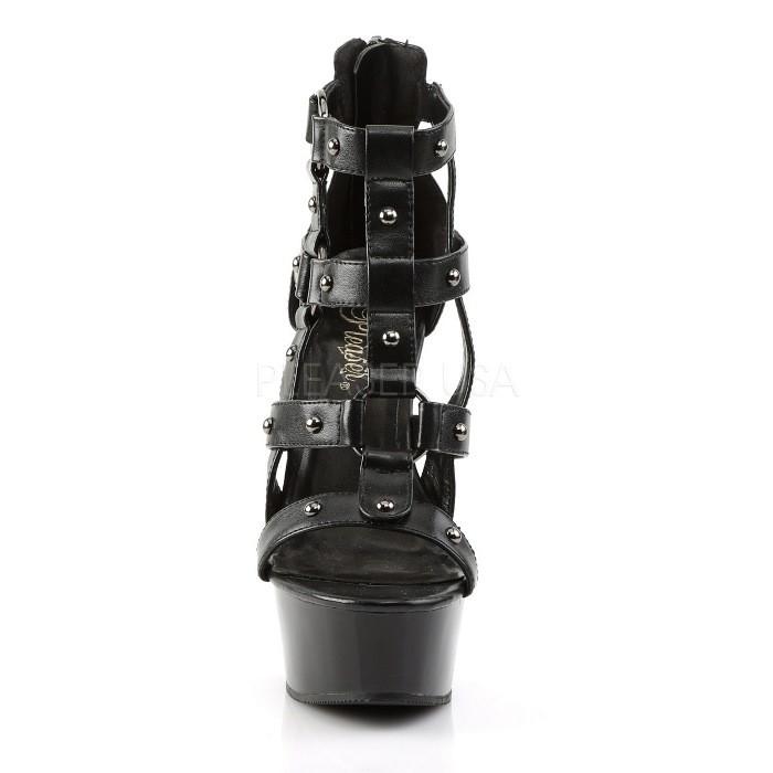 ブーティ サンダル 厚底 Pleaser プリーザー 15 cm ヒール ショートブーツ オープントゥ ハイヒール 黒 ブラック つや消し 大きいサイズ レディース メンズ 取寄 | Pleaser | 01