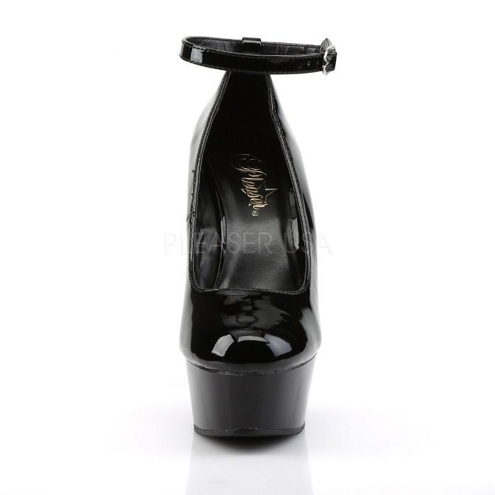 厚底 パンプス Pleaser プリーザー 15 cm ヒール キャバ アーモンドトゥ ストラップ ハイヒール 黒 ブラック エナメル 大きいサイズ 靴 レディース メンズ 取寄 | Pleaser | 01