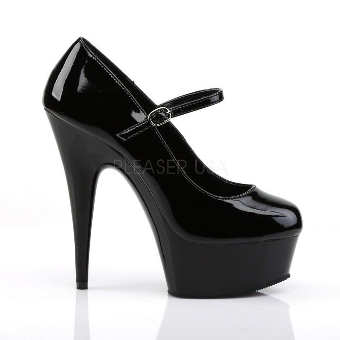 厚底 パンプス Pleaser プリーザー 15 cm ヒール キャバ アーモンドトゥ ハイヒール 甲ストラップ 黒 ブラック エナメル 大きいサイズ レディース メンズ 取寄 | Pleaser | 04