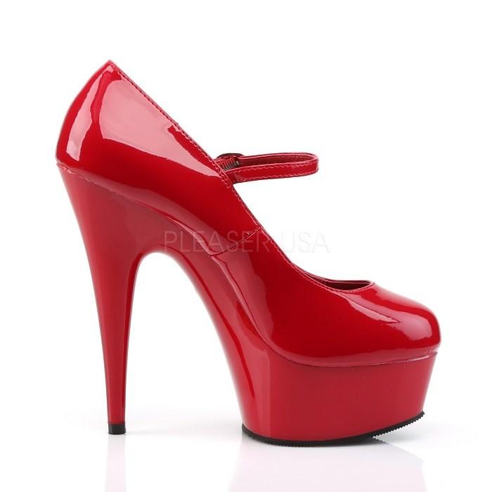 厚底 パンプス Pleaser プリーザー 15 cm ヒール キャバ アーモンドトゥ ハイヒール 甲ストラップ 赤 レッド エナメル 大きいサイズ 靴 レディース メンズ 取寄 | Pleaser | 04