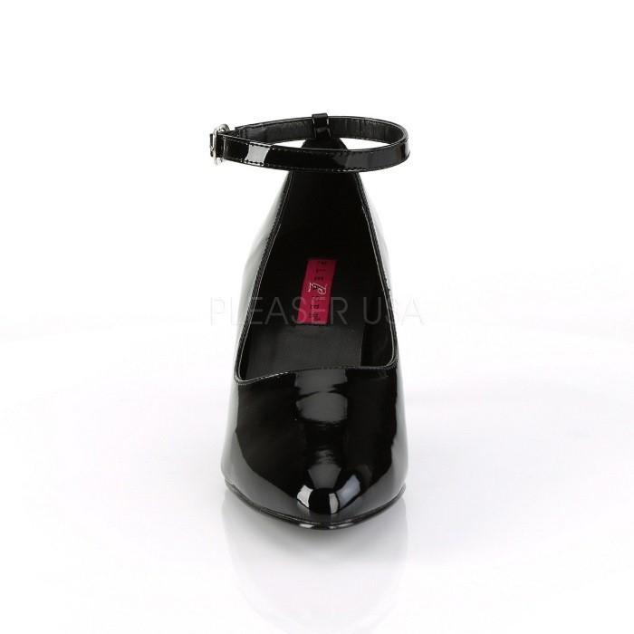 Pleaser プリーザー パンプス ローヒール 大きいサイズ 小さいサイズ 黒 ブラック エナメル 7 cm ヒール 8 cm ヒール 低め レディース メンズ ストラップ 取寄 | Pleaser | 01