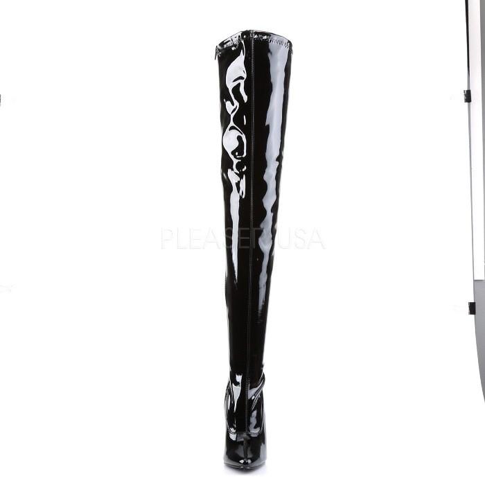 Pleaser プリーザー ハイヒール  ニーハイブーツ サイハイブーツ 大きいサイズ 小さいサイズ 黒 ブラック エナメル 15 cm ヒール 高め レディース メンズ 取寄 | Pleaser | 01