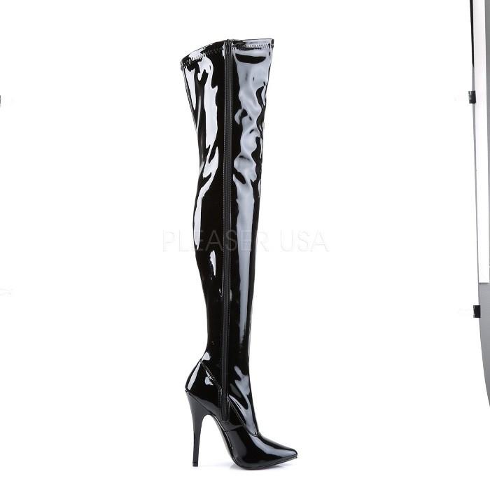 Pleaser プリーザー ハイヒール  ニーハイブーツ サイハイブーツ 大きいサイズ 小さいサイズ 黒 ブラック エナメル 15 cm ヒール 高め レディース メンズ 取寄 | Pleaser | 04
