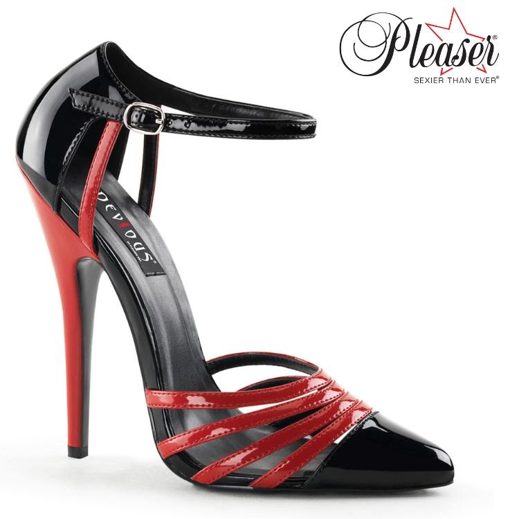 Pleaser プリーザー ハイヒール パンプス 大きいサイズ 小さいサイズ 黒 ブラック 赤 レッド エナメル 15 cm ヒール 高め レディース メンズ ストラップ 取寄 | Pleaser