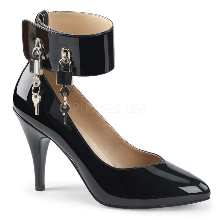 Pleaser プリーザー ハイヒール パンプス 大きいサイズ 小さいサイズ 黒 ブラック エナメル 10 cm ヒール レディース メンズ ピンヒール アンクルカフス 取寄 | Pleaser