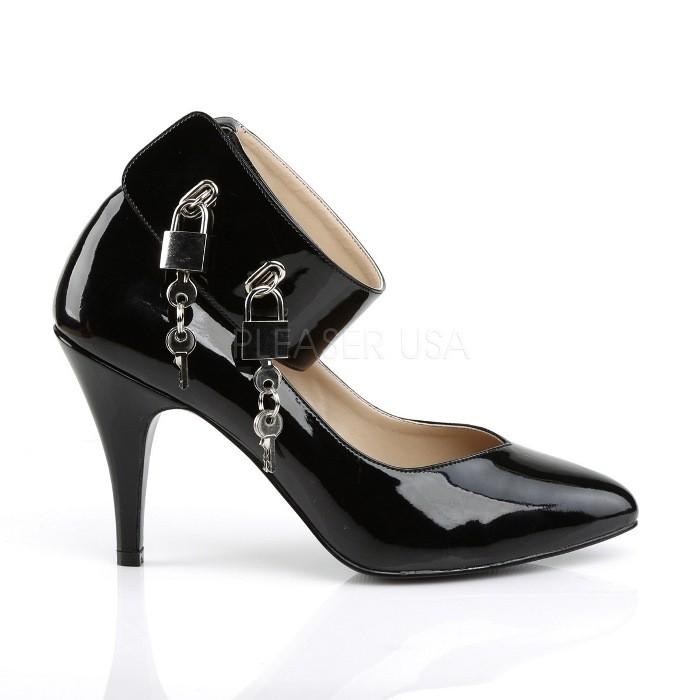 Pleaser プリーザー ハイヒール パンプス 大きいサイズ 小さいサイズ 黒 ブラック エナメル 10 cm ヒール レディース メンズ ピンヒール アンクルカフス 取寄 | Pleaser | 04