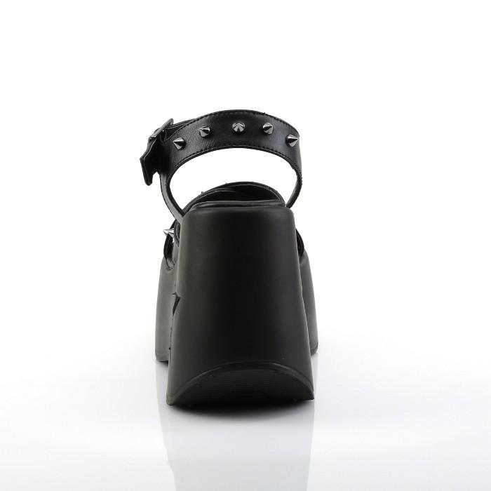 demonia デモニア ウェッジサンダル 厚底 13 cm ヒール 黒 ブラック 合皮 スターカット スタッズ アンクルストラップ 靴 大きいサイズ レディース メンズ 取寄 | Pleaser | 03