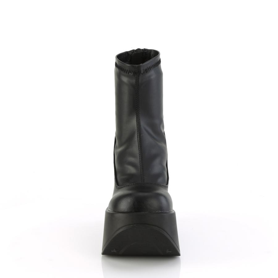 demonia デモニア 厚底 ショート ブーツ アンクルブーツ 13 cm ヒ ール 黒 ブラック ビーガンレザー スター 大きいサイズ レディ ース メンズ DYNAMITE-100 取寄 | Pleaser | 01