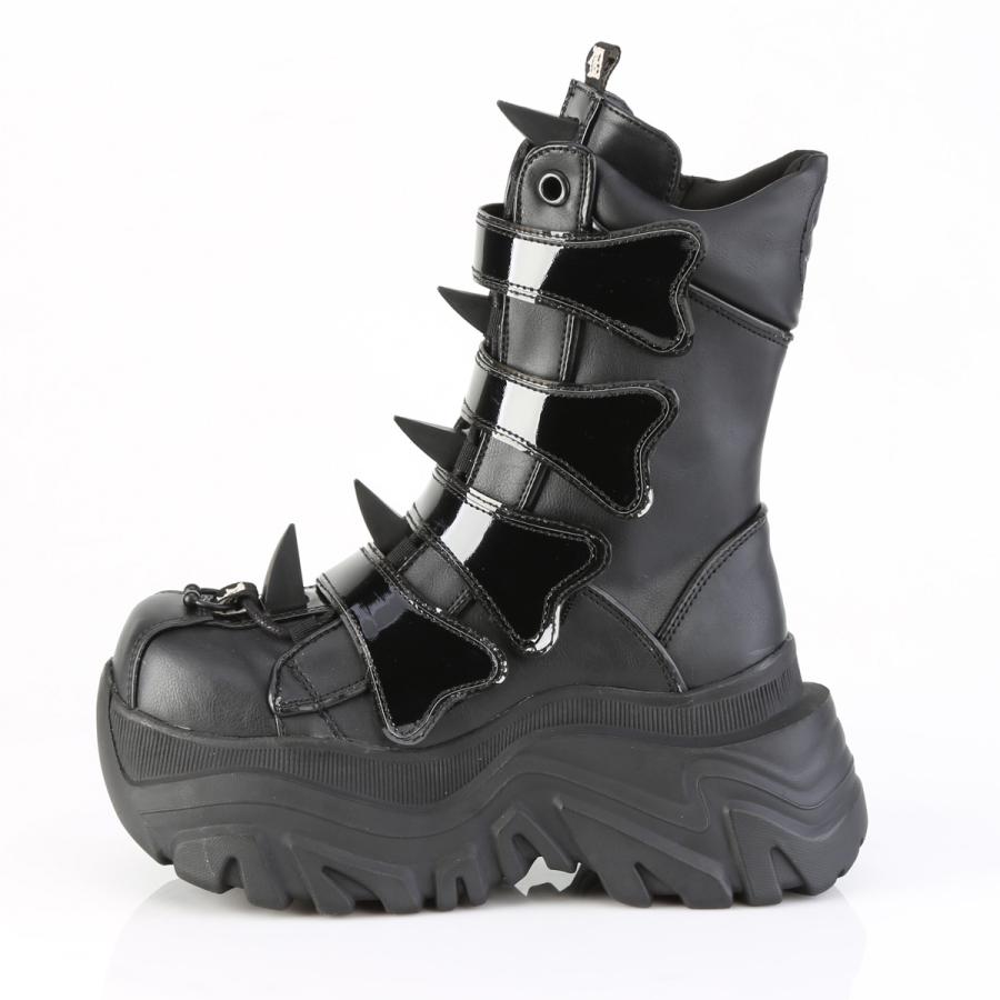 demonia デモニア 厚底 ショートブーツ ミドルブーツ 8cm ヒール 黒 ブラック 合皮 スタッズ スパイク 大きいサイズ パンク 靴 レディース メンズ ECHO-110 | Pleaser | 02