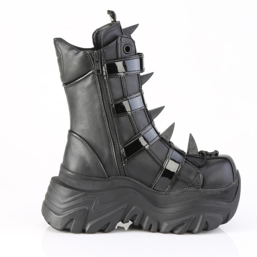 demonia デモニア 厚底 ショートブーツ ミドルブーツ 8cm ヒール 黒 ブラック 合皮 スタッズ スパイク 大きいサイズ パンク 靴 レディース メンズ ECHO-110 | Pleaser | 04