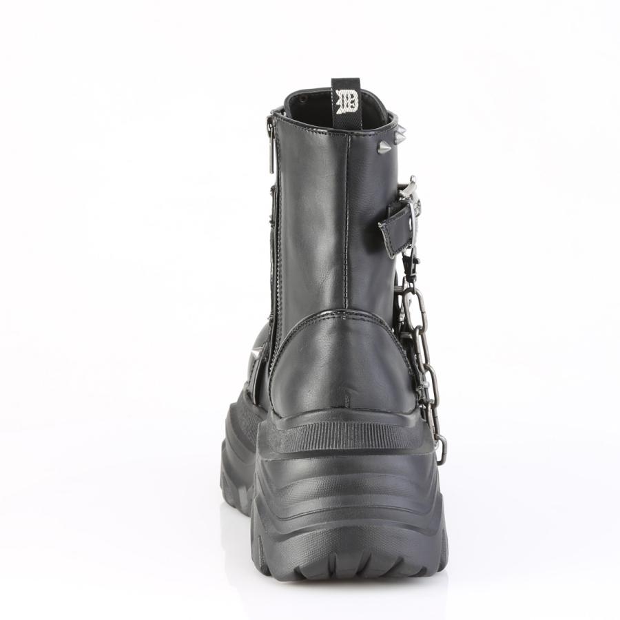 demonia デモニア 厚底 ブーツ ショートブーツ 8cm ヒール 黒 ブラック 合皮 編み上げ チェーン スタッズ 大きいサイズ パンク 靴 レディース メンズ ECHO-60 | Pleaser | 03