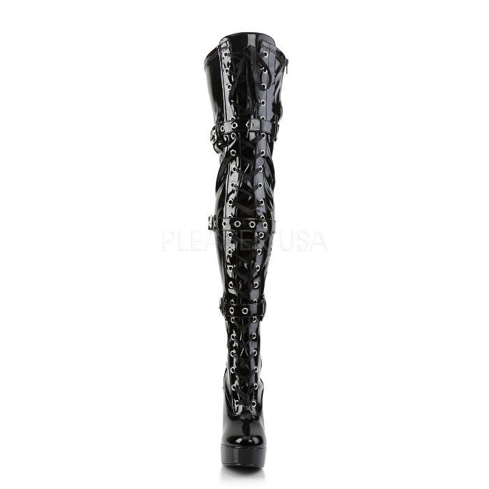 新品未使用 Pleaser サイハイ ブーツ ハイヒール コスプレ 黒 エナメル Pleaser プリーザー エナメル ニーハイブーツ 黒 サイハイブーツ