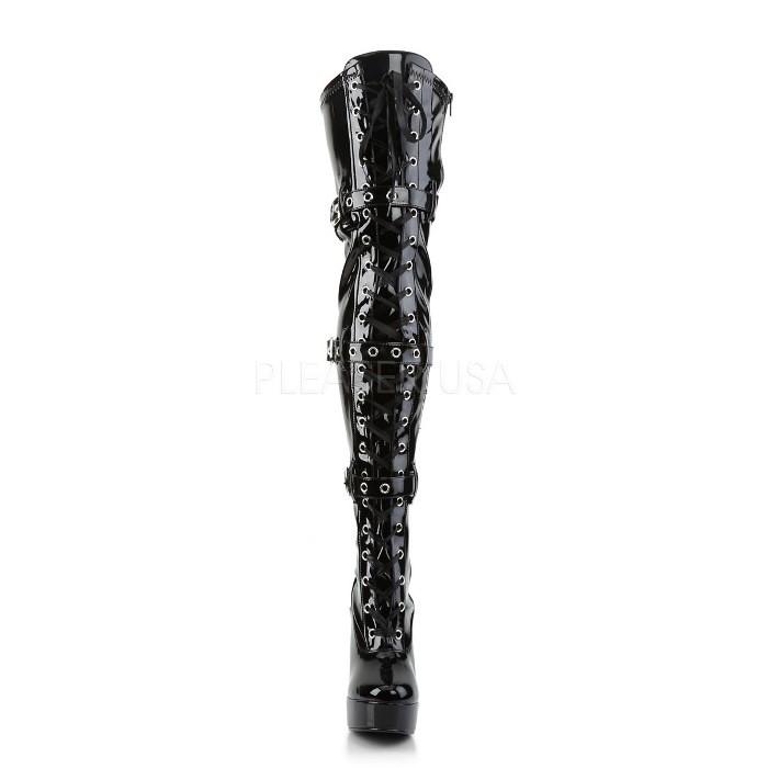 ニーハイブーツ サイハイブーツ 厚底 Pleaser プリーザー 13 cm ヒール 黒 ブラック エナメル レースアップ ハイヒール 大きいサイズ レディース メンズ 取寄｜dimples｜02