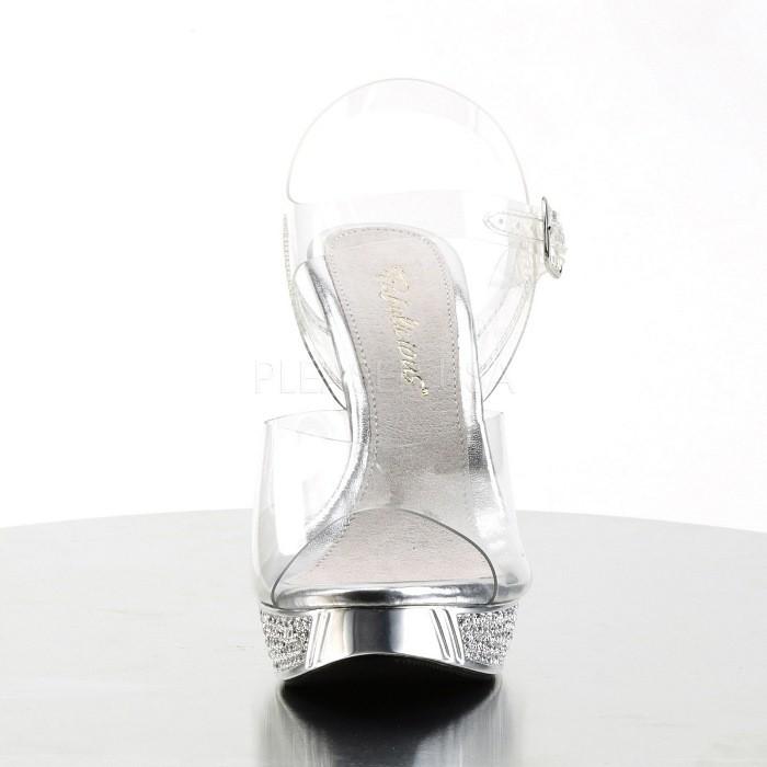 Pleaser プリーザー サンダル 厚底 レディース メンズ 11.5 cm ヒール クリア 銀色 シルバー ラインストーン アンクルベルト ハイヒール キャバ ヒール 取寄 | Pleaser | 01