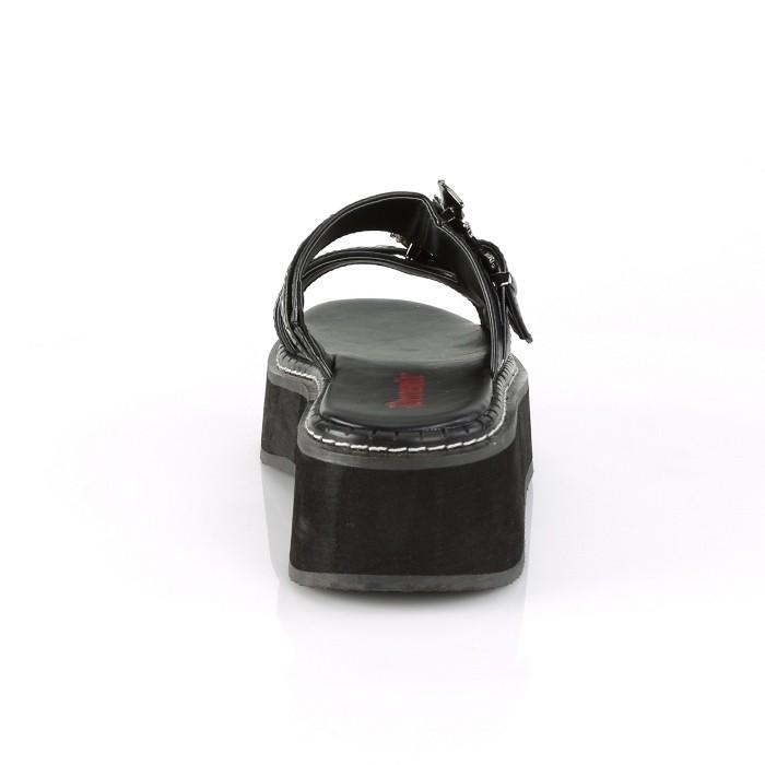 demonia デモニア サンダル 厚底 5 cm ヒール 黒 ブラック 合皮 フェイクレザー つや消し ストラップ コウモリ 大きいサイズ シューズ レディース メンズ 取寄 | Pleaser | 03