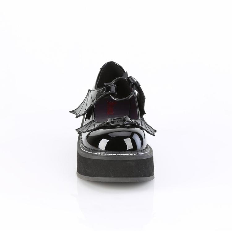 demonia デモニア パンプス 厚底 5cm ヒール 黒 ブラック エナメル ローファー プラットフォーム ストラップ 大きいサイズ ゴシック 靴 シューズ EMILY-23 取寄 | Pleaser | 01