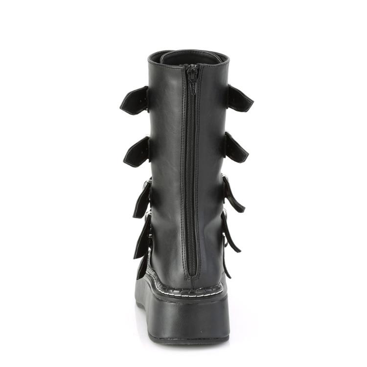 demonia デモニア 厚底 ブーツ ミドルブーツ ショートブーツ 5cm ヒール 黒 ブラック つや消し 合皮 ベルト ハート メタルプレート 靴 シューズ EMILY-330 取寄 | Pleaser | 03