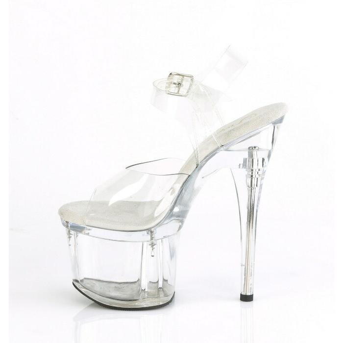 キャバ サンダル 厚底 Pleaser プリーザー 18 cm ヒール ハイヒール ピンヒール クリア ストラップ 靴 超厚底 レディース メンズ 大きいサイズ シューズ 取寄 | Pleaser | 02