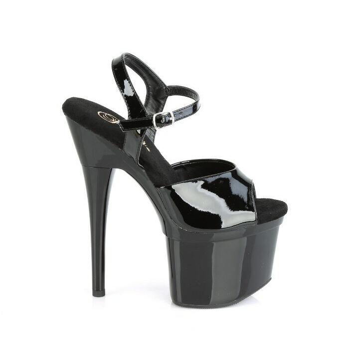 キャバ サンダル 厚底 Pleaser プリーザー 18 cm ヒール ハイヒール ピンヒール エナメル 黒 ブラック ストラップ 靴 超厚底 レディース メンズ シューズ 取寄 | Pleaser | 04