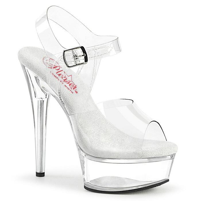 Pleaser プリーザー キャバ ヒール サンダル 厚底 レディース メンズ 15 cm ヒール クリア クリアヒール クリアアッパー ハイヒール 大きいサイズ あり 取寄 | Pleaser