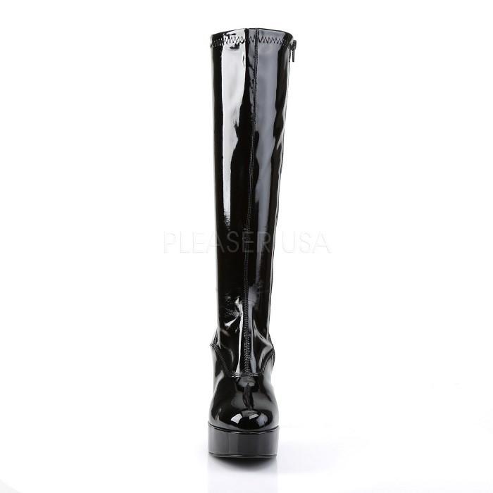 Pleaser プリーザー ロングブーツ レディース メンズ 10cm ヒール 黒 ブラック エナメル 大きいサイズ 小さいサイズ 厚底靴 チャンキーヒール ジッパー 靴 取寄 | Pleaser | 01
