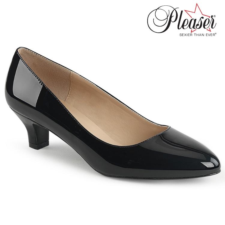 Pleaser プリーザー パンプス ローヒール 大きいサイズ 小さいサイズ 黒 ブラック エナメル 5 cm ヒール 低め レディース メンズ ポインテッドトゥ 幅広め 取寄 | Pleaser