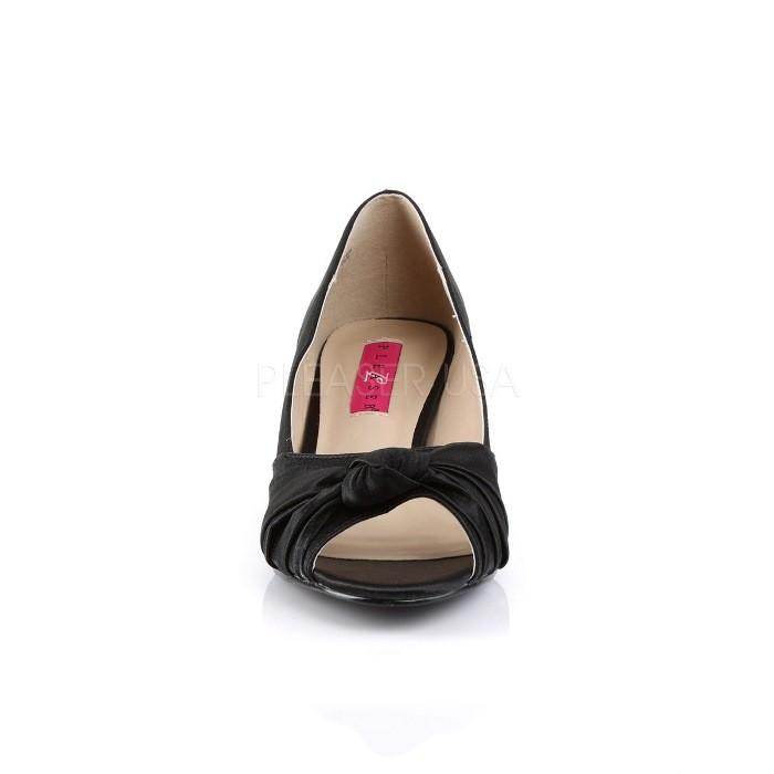 Pleaser プリーザー パンプス ローヒール 大きいサイズ 小さいサイズ 黒 ブラック サテン 5 cm ヒール 低め レディース メンズ ピンヒール オープントゥ 取寄 | Pleaser | 01