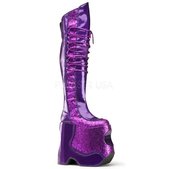 Pleaser（プリーザー） きらきら ラメ レースアップ 編み上げ 超厚底
