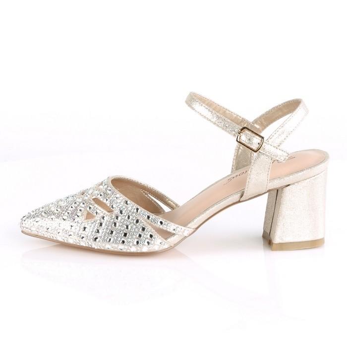 Pleaser プリーザー サンダル 7 cm ヒール シャンパン ストラップ ラインストーン ポインテッドトゥ チャンキーヒール レディース メンズ 大きいサイズ 靴 取寄 | Pleaser | 02