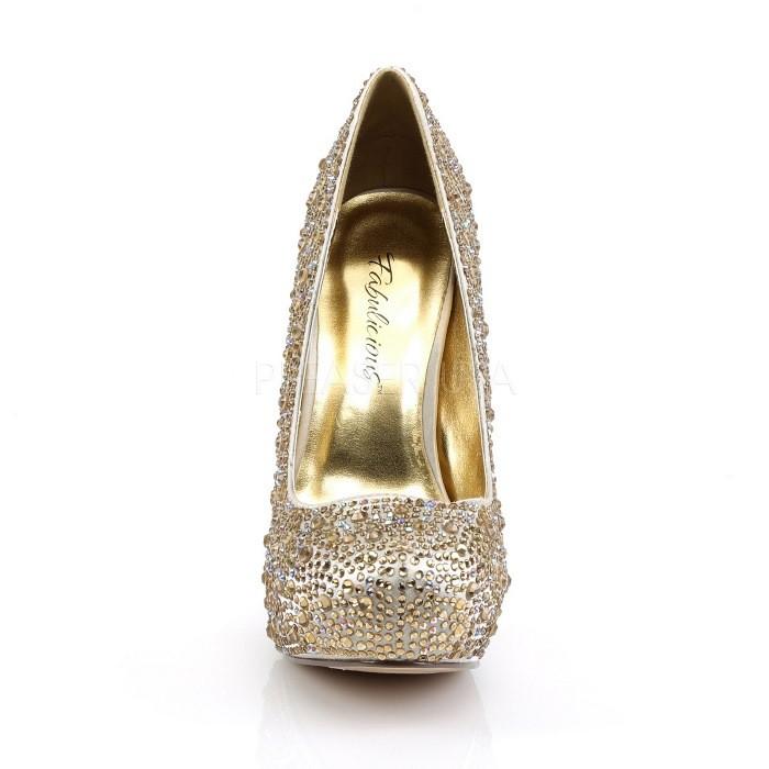 Pleaser プリーザー キラキラ ラインストーン ビジュー ハイヒール パンプス 13.5 cm ヒール 高め シャンパン サテン 大きいサイズ 靴 レディース メンズ 取寄 | Pleaser | 01