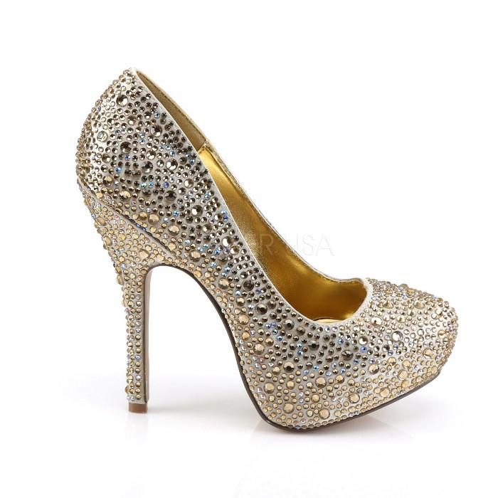 Pleaser プリーザー キラキラ ラインストーン ビジュー ハイヒール パンプス 13.5 cm ヒール 高め シャンパン サテン 大きいサイズ 靴 レディース メンズ 取寄 | Pleaser | 04