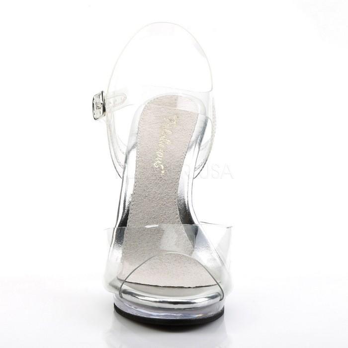 キャバ ヒール サンダル Pleaser プリーザー 11 cm 12 センチ ヒール クリア 銀 シルバー ハイヒール ピンヒール ストラップ クリアヒール 大きいサイズ 靴 取寄 | Pleaser | 01