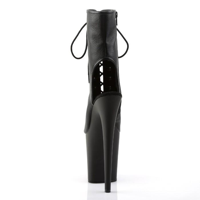 Pleaser プリーザー 20cm ヒール ブーツサンダル ショートブーツ 厚底 黒 ブラック つや消し 編み上げ オープントゥ 大きいサイズ ジッパー ハイヒール 取寄 | Pleaser | 03