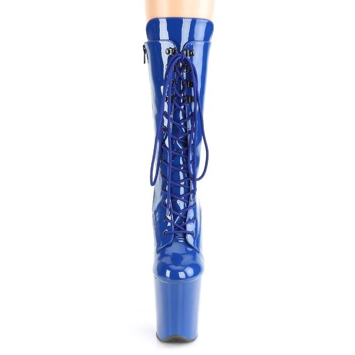 Pleaser プリーザー ショートブーツ 厚底 20cm ヒール ブーティ 青 ロイヤル ブルー エナメル サイドジッパー 超厚底 ハイヒール 編み上げ 大きいサイズ 取寄 | Pleaser | 01